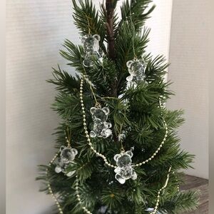 Vtg Clear Acrylic Teddy Bear Ornaments